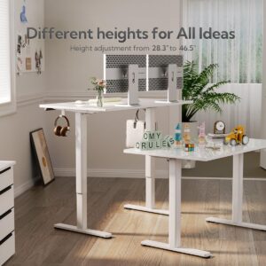 Claiks Glass Standing Desk, Small Electric Standing Desk Adjustable Height, 40 Inch Adjustable Stand Up Desk, Quick Install Home Office Computer Desk, Super White