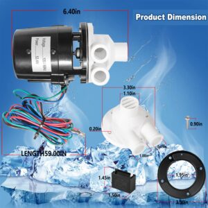 Pump Motor Assembly Replacement for Hoshizaki PA0613 Ice Machine Water Pump, Includes Run Capacitor and Wire Leads 120V 60Hz 10W 0.4 Amp