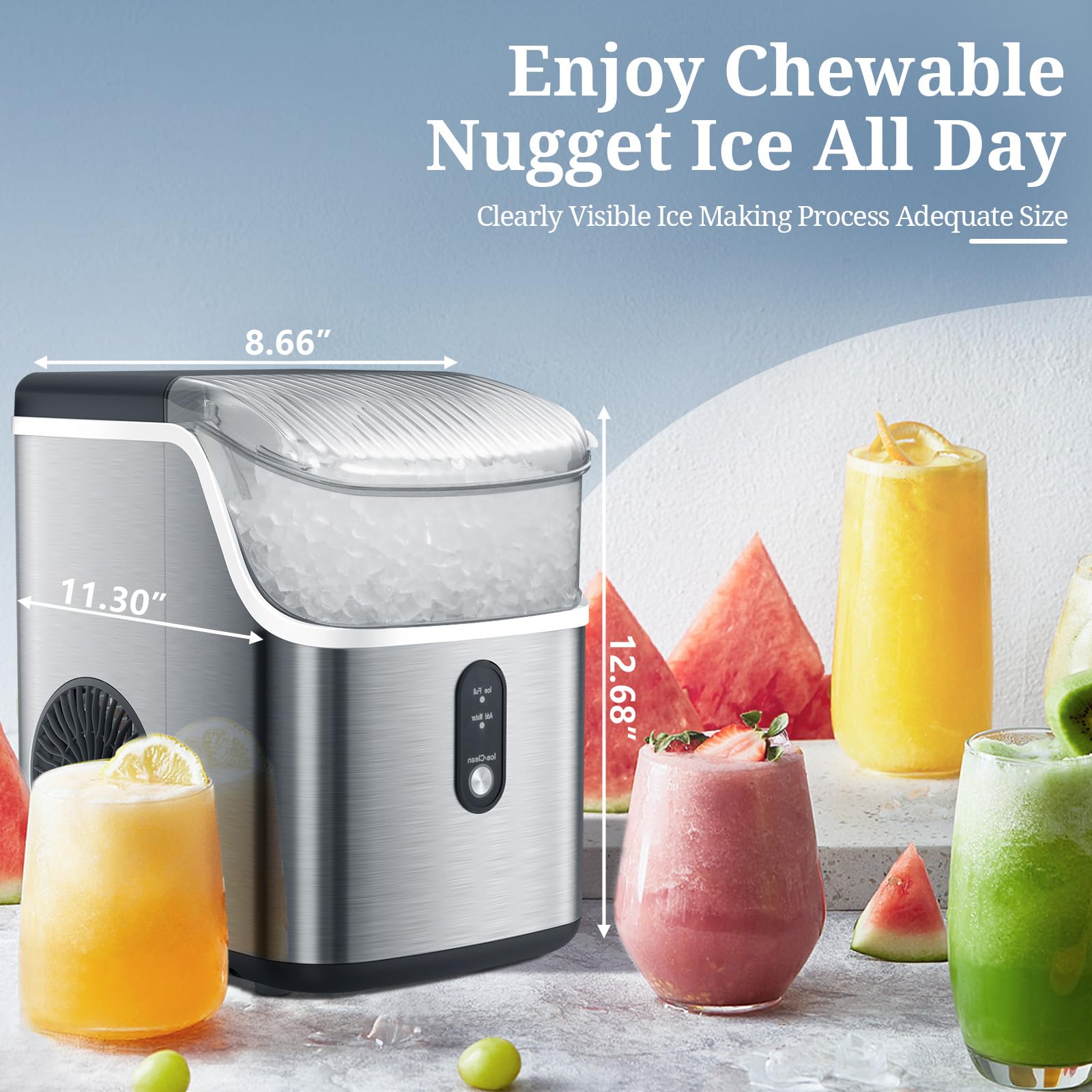 Antarctic Star Nugget Ice Maker Countertop - Chewable ice, Pebble Ice Maker Machine, 35lbs/24h, Auto-Cleaning Countertop Ice Machine, One Button Operation Ice Maker for Party/Home/Camping…