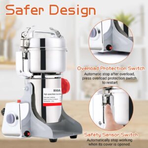 BI-DTOOL 800g Electric Grain Mill Grinder 36000r/min High-speed Grain Spice Herb Grinder 1800W Dry Grinder Machine 304 Stainless Steel Superfine powder Grinder for Kitchen Home and Commercial