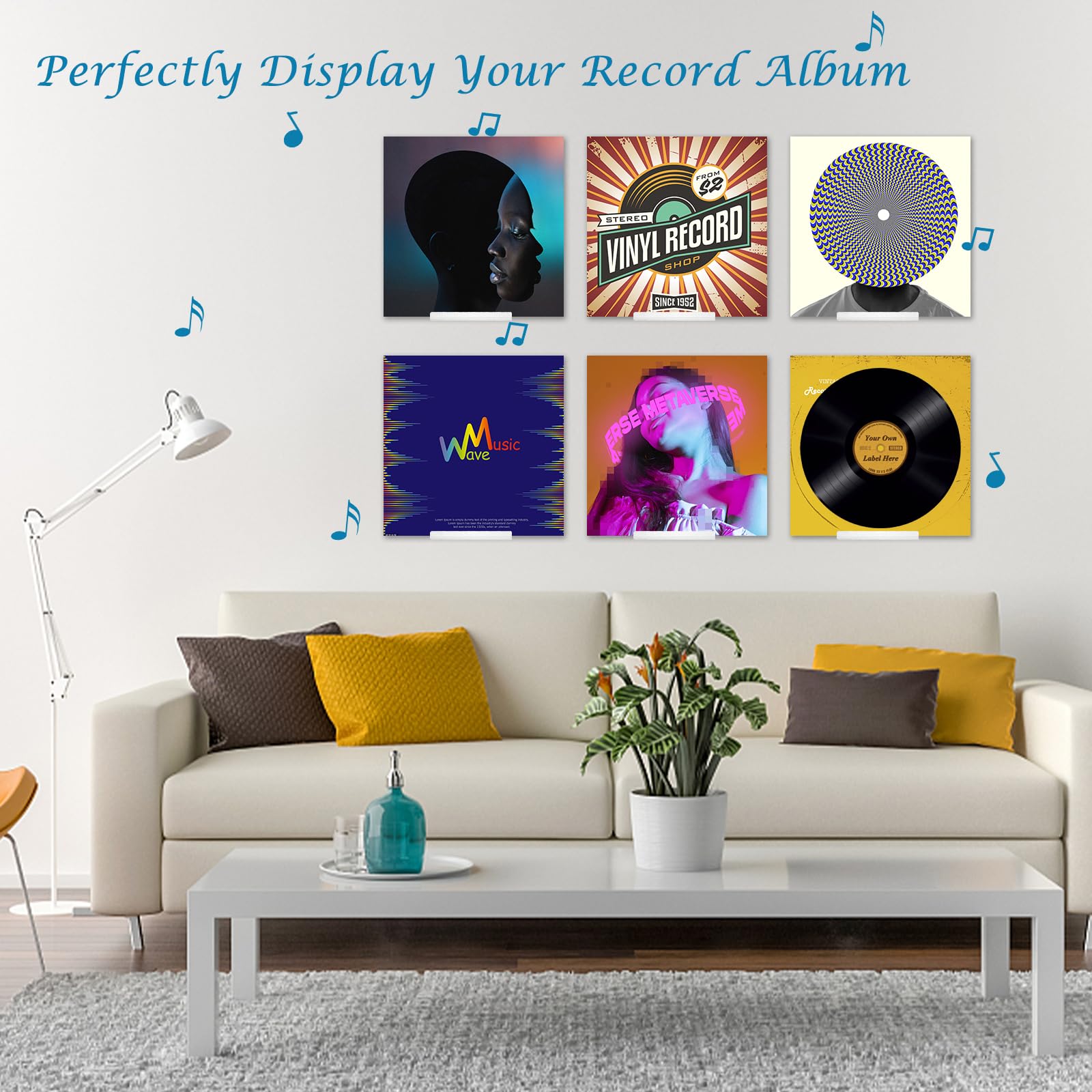 QUTHZZHY 8 Pack Acrylic Shelves for Wall Storage 7" Vinyl Record Wall Mount Shelves Vinyl Display for Bathroom Bedroom Living Room Kitchen Room Decor Clear