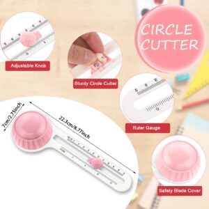 TIESOME Adjustable Circular Paper Cutter, with 3 Replacement Blades, Circle Cutter Tool Rotating Paper Cutter Circular Cutting Tool Paper Trimmer 3.9-12.6in for Scrapbooking Making Art DIY(Pink)