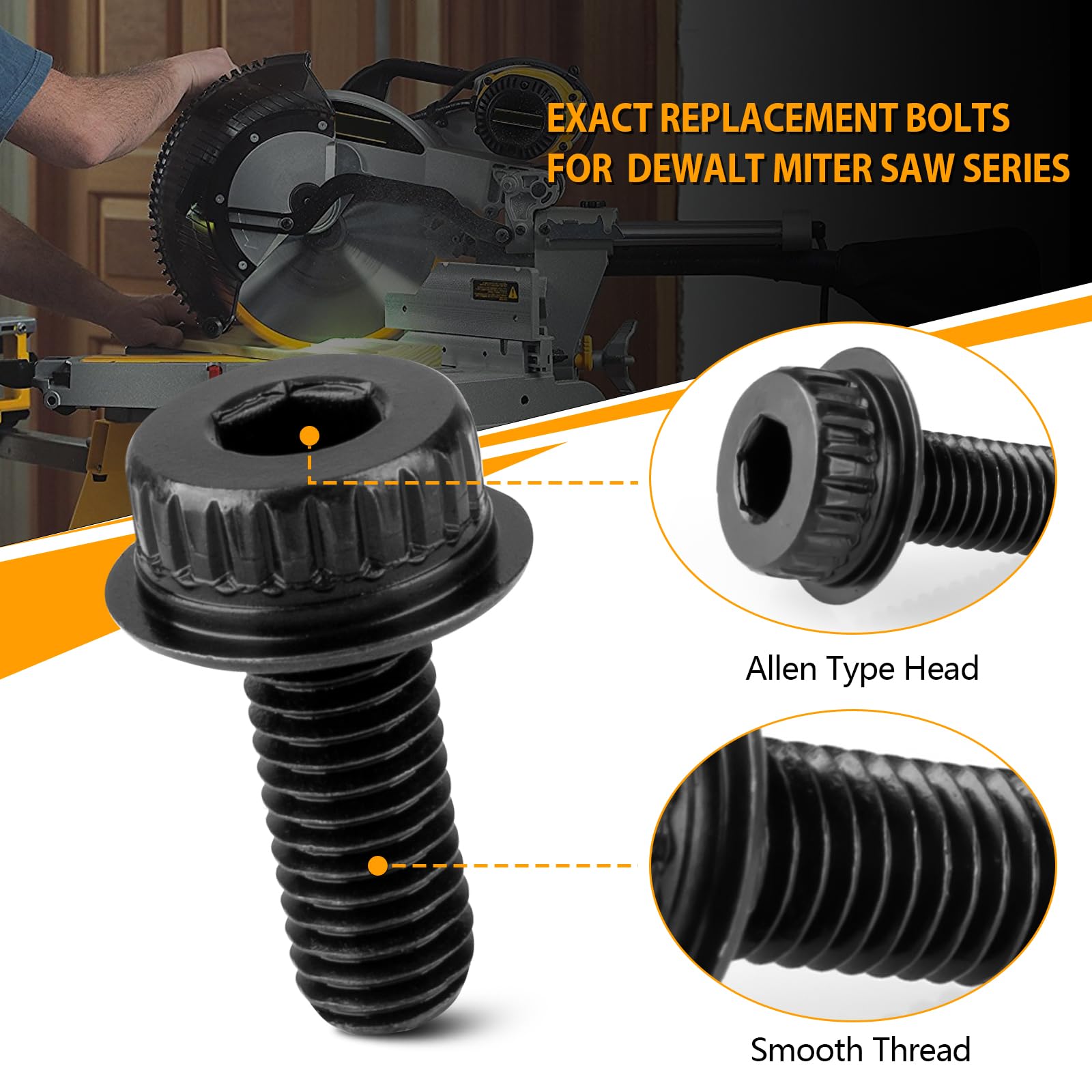 N600011 Replacement for DeWalt Miter Saw Blade Bolt DWS716XPS DWS715 DWS779 DWS713 DCS361M1 DWS716 DHS790T2 DCS361B DHS790AB DWS780 DWS713-B3 DWS713-AR DWS713-B2 DWS713-BR DHS790AT2 DWS715-BR (2 Pack)