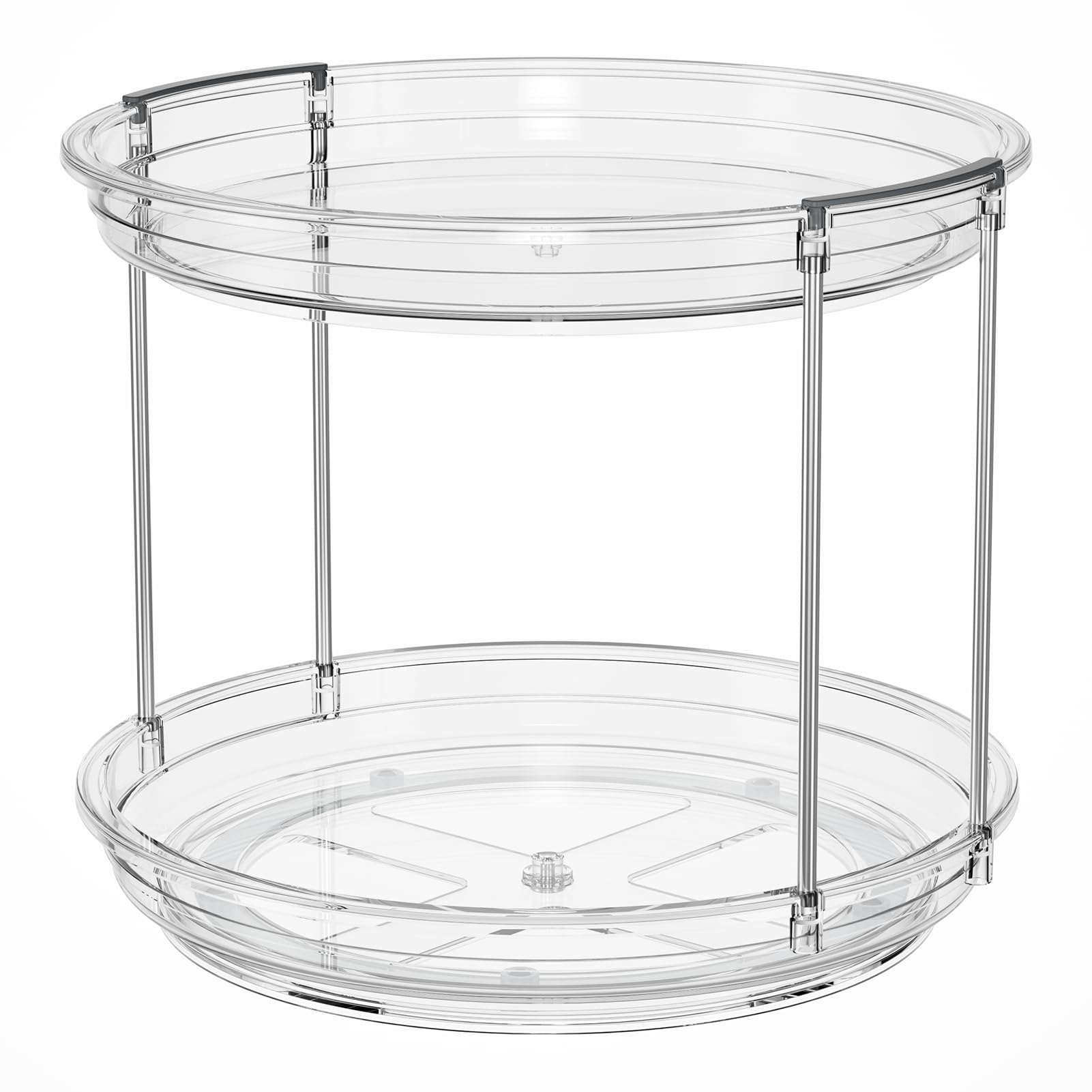 LAMU 2 Tier Lazy Susan Turntable Organizer 9.25'' Rotating Spice Rack Organization for Cabinet, Kitchen, Pantry, Countertop, Bathroom, Vanity, Medicine Cabinet Organizer, Clear