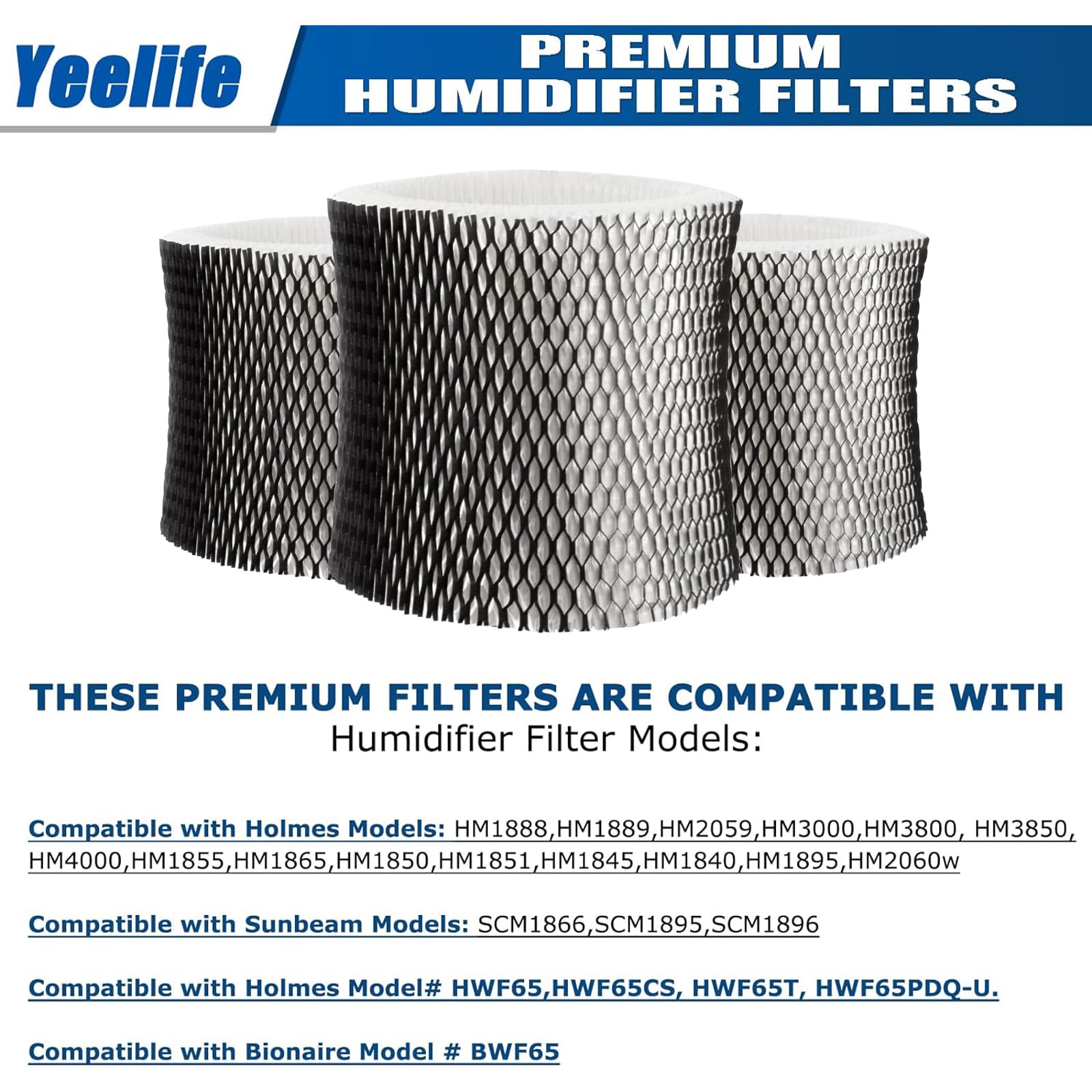 Yeelife 6 Pack HWF65 Humidifier Filter Compatible with Holmes Humidifier Filter, Replacement Humidifier Filter C, HWF65PDQ-U