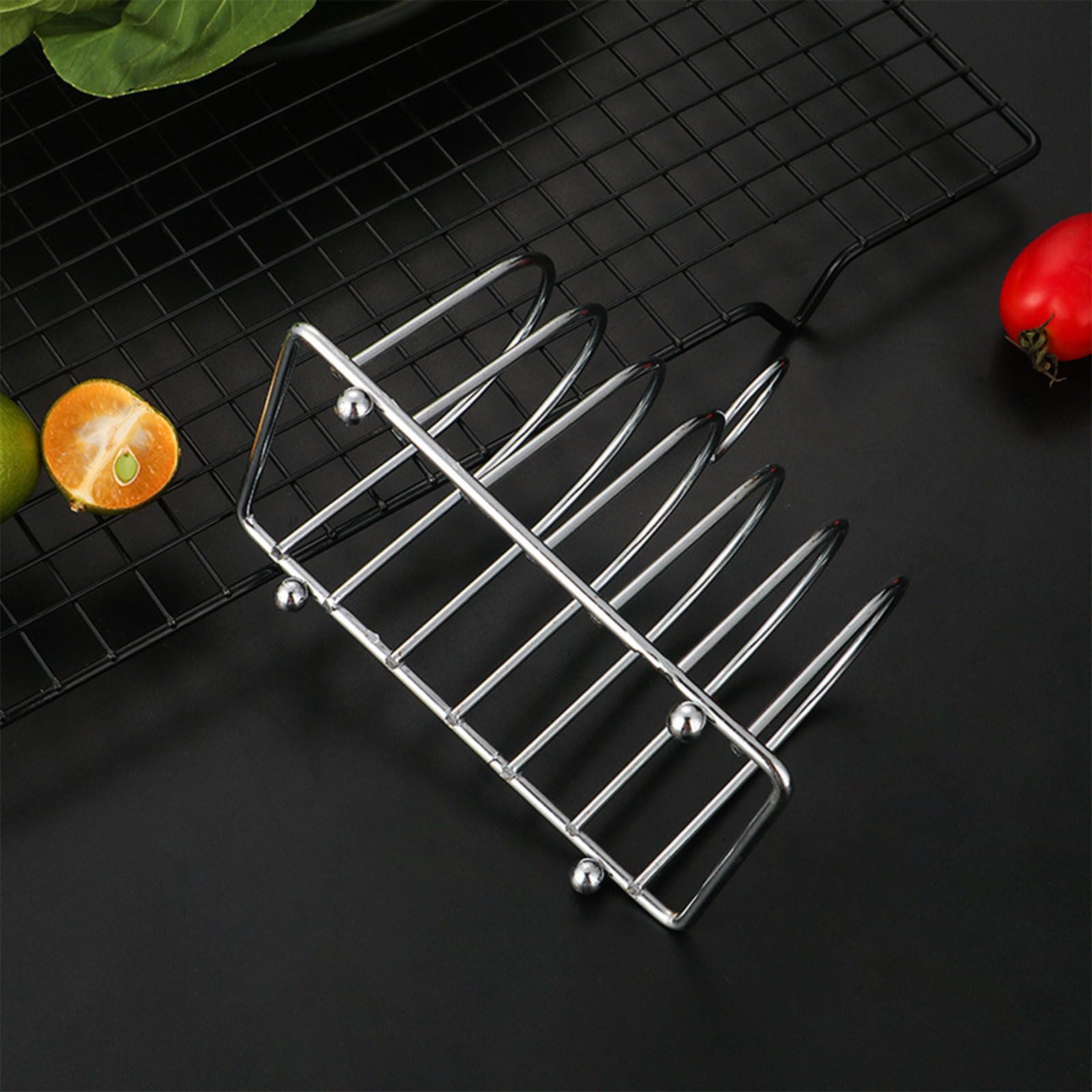 JAGTRADE Toast Bread Rack Stainless Steel Bread Holder Kitchen 6 Slices Bread Display Stand Lightweight Food Display Tool