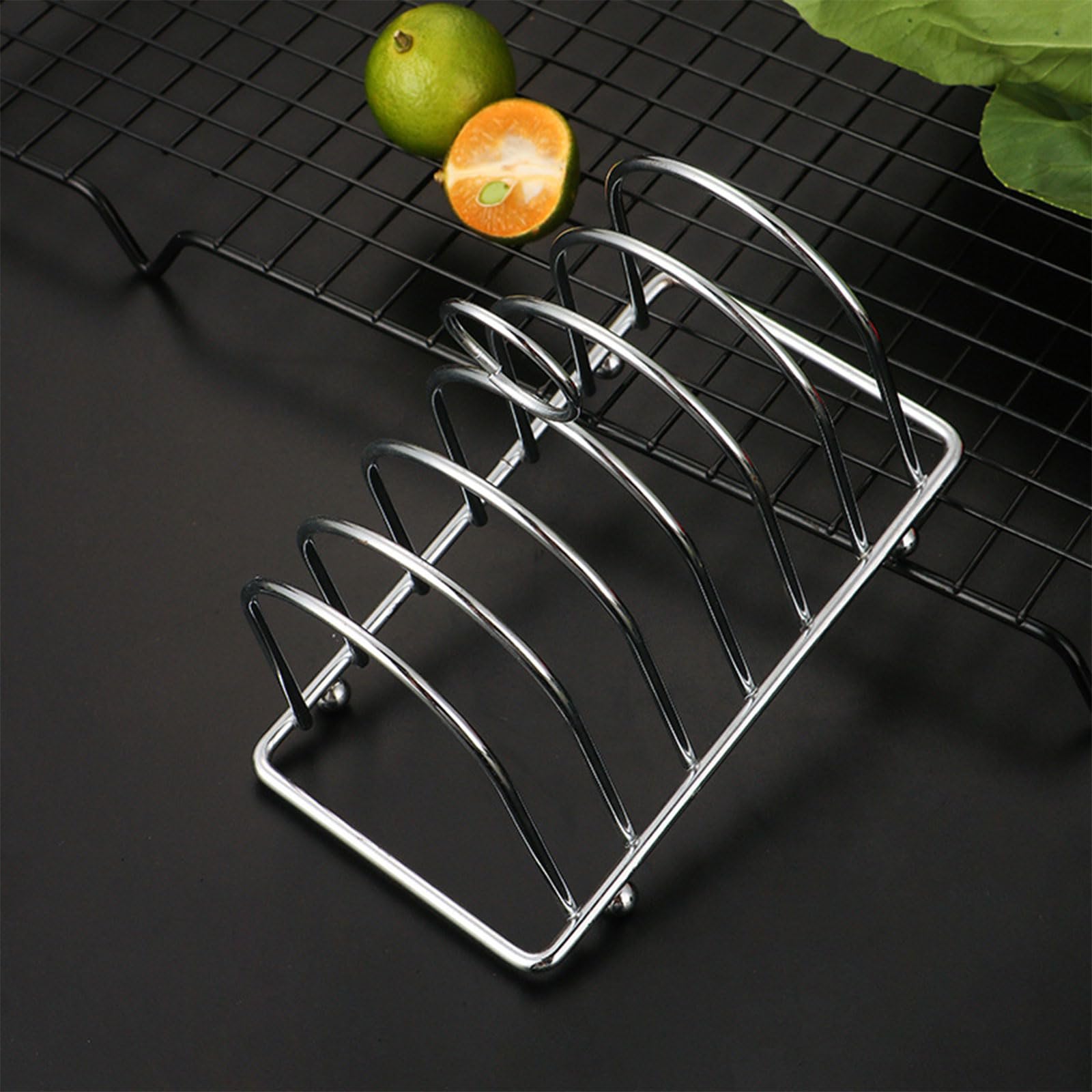 JAGTRADE Toast Bread Rack Stainless Steel Bread Holder Kitchen 6 Slices Bread Display Stand Lightweight Food Display Tool