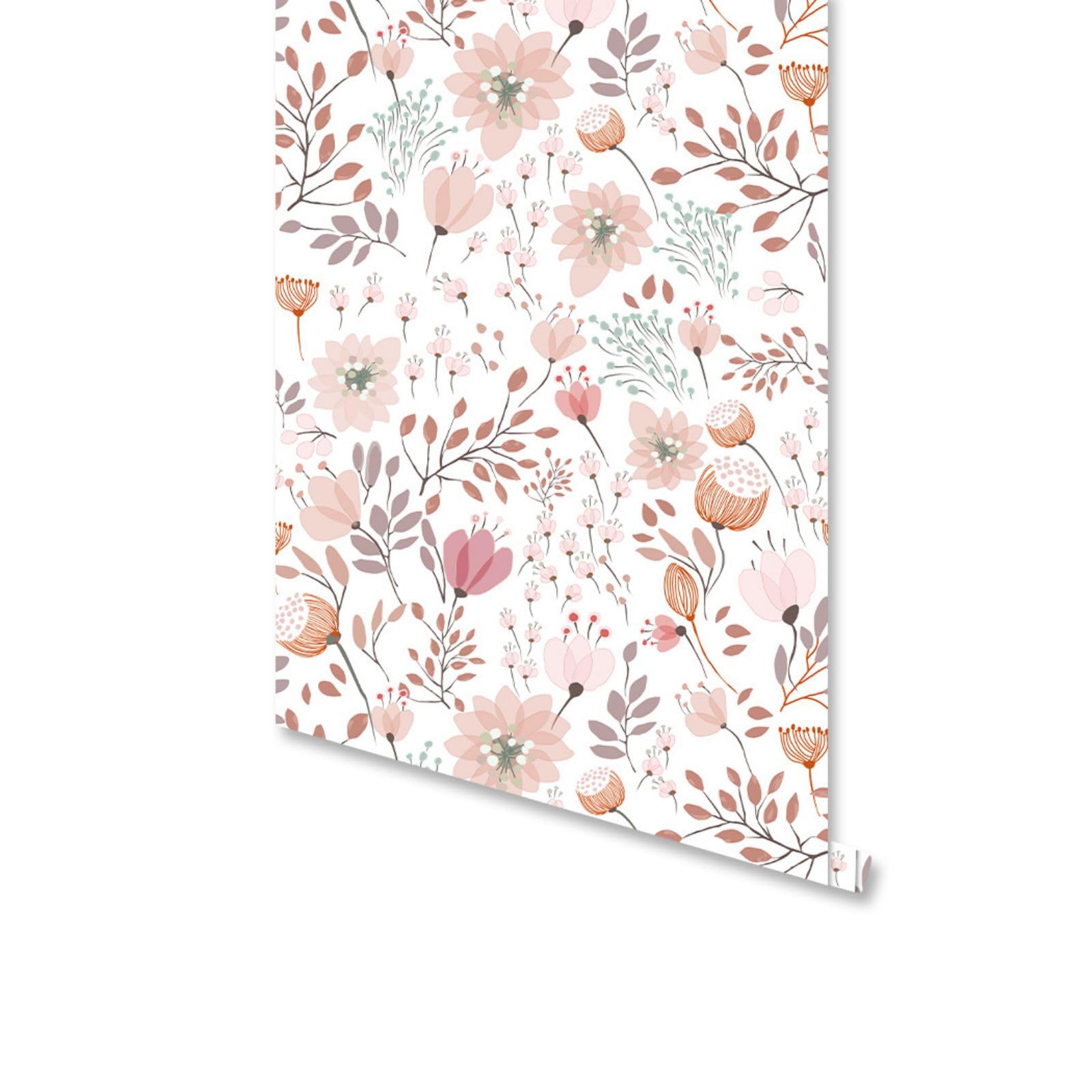 Wallpaper Peel and Stick Boho Pink Floral Peel Stick Wallpaper Contact Paper Removable Self Adhesive Wallpaper for Walls Bedroom Home Decoration Vinyl Rolls 17.7''x118.1''