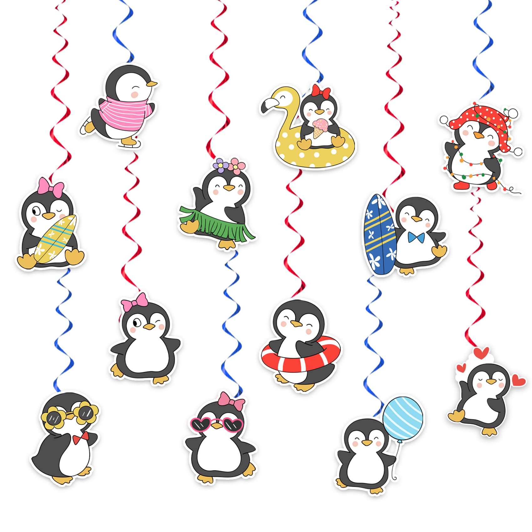 24 Pieces Penguin Hanging Swirls Penguin Streamers Penguin Hanging Decorations Ceiling Swirls for Penguin Birthday Party Decorations Party Supplies Baby Showers Decorations