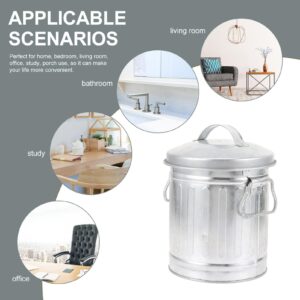 WRITWAA 1Pc Mini Desktop Iron Wastebasket, Decorative Bucket Shaped Rubbish Bin with Cover, Small Trash Bin Bedside Garbage Can Trash Bin for Vanity, Bedroom, Kitchen