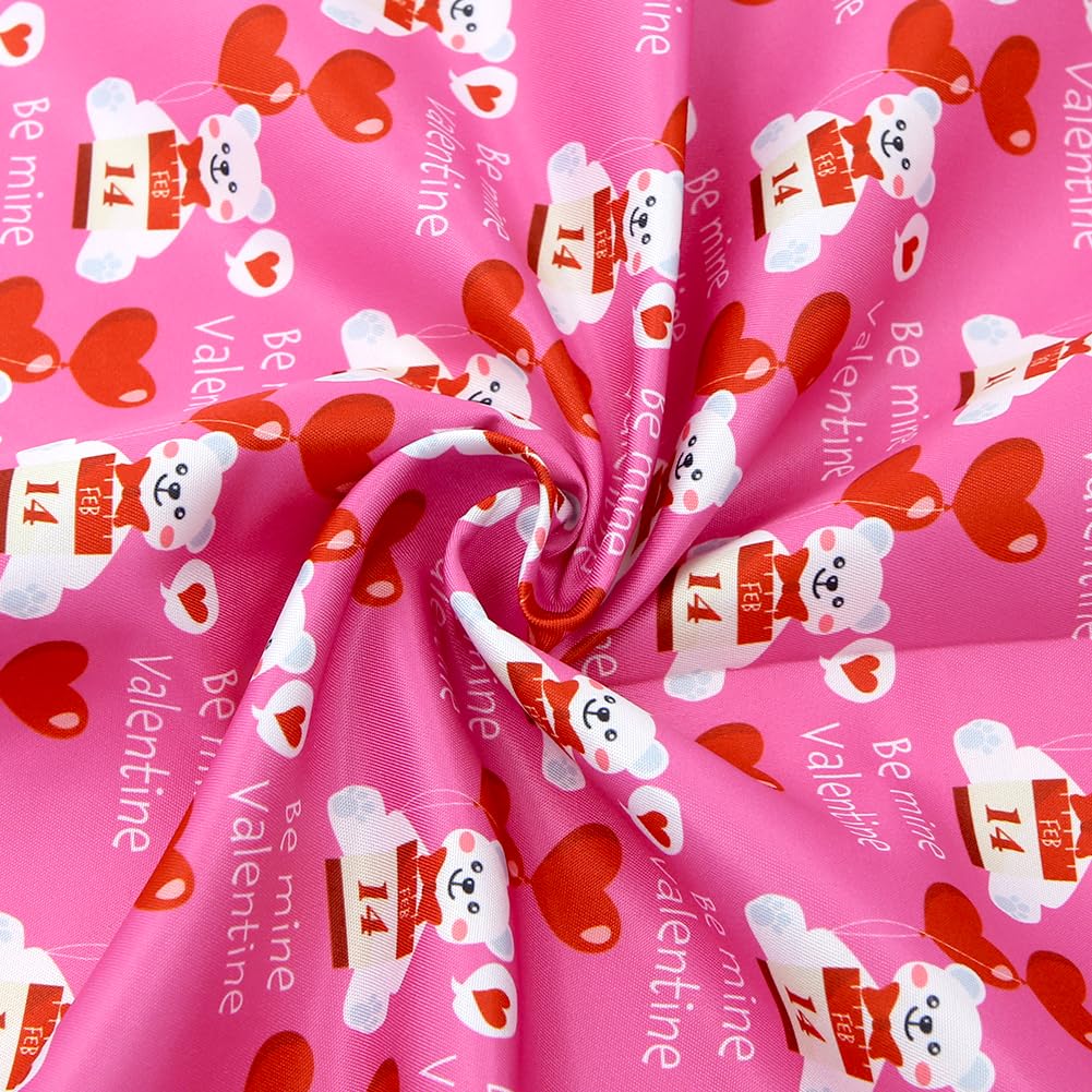 Pink and Red Valentine's Day Bear Love Hearts Be My Valentine Romantic Quilting Polycotton Fabric 6PCS 20x20 Inch Patchwork Sewing for DIY Crafts Supplies Gift Wrap Wedding Anniversary