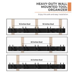 Fun Memories Garage Garden Tool Organizer Wall Mount 48 Inch Long, Garage Organization and Storage, Shovel & Rake Hangers Yard Tool Rack, Industrial Steel Holds 350lbs Capacity, 2 Pack