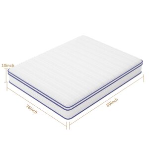 King Mattress, Rest Only 10 Inch King Size Mattress in a Box, Memory Foam & Individually Wrapped Coils Pocket Spring for Motion Isolation and Pressure Relief, Medium Firm