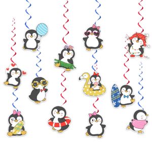 24 Pieces Penguin Hanging Swirls Penguin Streamers Penguin Hanging Decorations Ceiling Swirls for Penguin Birthday Party Decorations Party Supplies Baby Showers Decorations