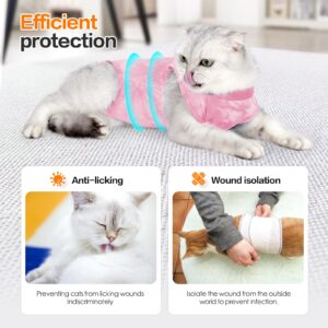 Kodervo Cat Recovery Suit for Abdominal Wounds or Skin Diseases, Breathable Cat Surgery Recovery Suit E-Collar Alternative for Cats, After Surgery Wear Surgical Suit for Cats Anti Licking Wounds