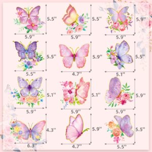 32Pcs Butterfly Party Decorations, Butterfly Hanging Swirl Decorations Pink and Purple Hanging Butterfly Decorations for Spring Summer Garden Butterfly Baby Girl Birthday Decorations