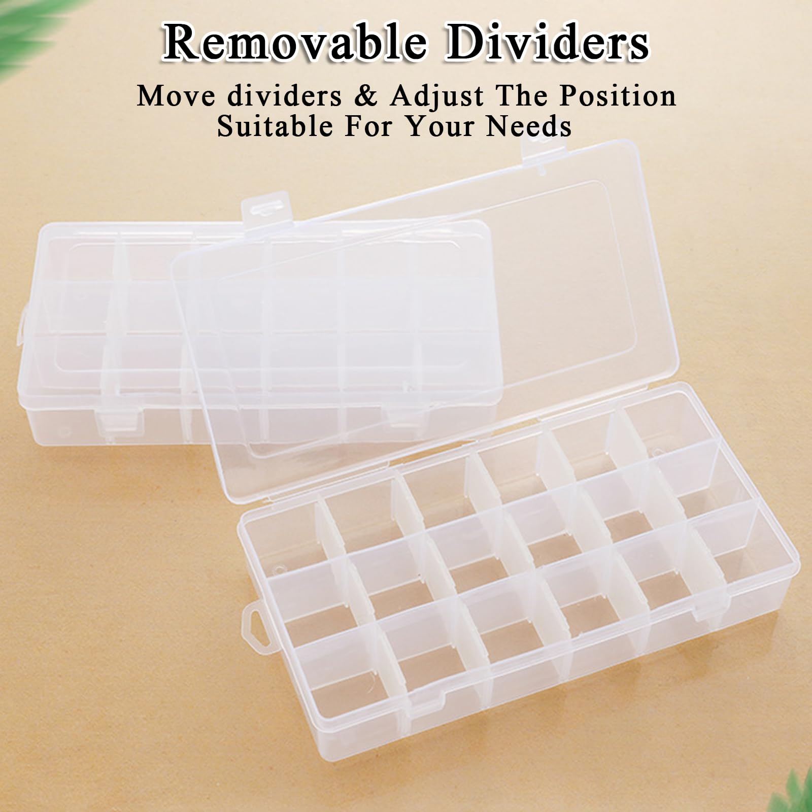 LDHHYH 10 Pack 18 Grids Plastic Organizer Box with Adjustable Dividers, Clear Storage Box Container for Craft Jewelry Bead Tackle Small Parts Storage - 9.1 x 4.6 x 1.6 Inch