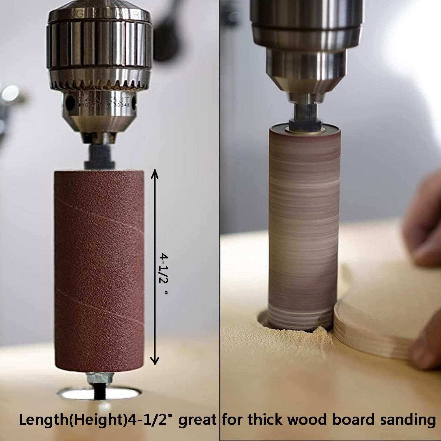 Portable Spindle Sander Drum Sander Set Hand-Held Rubber Sanding Drum Held Rubber Sanding Drum for Metal Wood Glass Stone for Drill 4-1/2" x 1-1/2" and 4-1/2" x 1"(8pcs Sanding Sleeves)