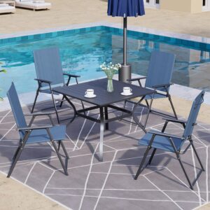 Virvla Patio Folding Chairs, Outdoor Portable Dining Chairs for Lawn Garden and Porch,Set of 2 - Dark Blue