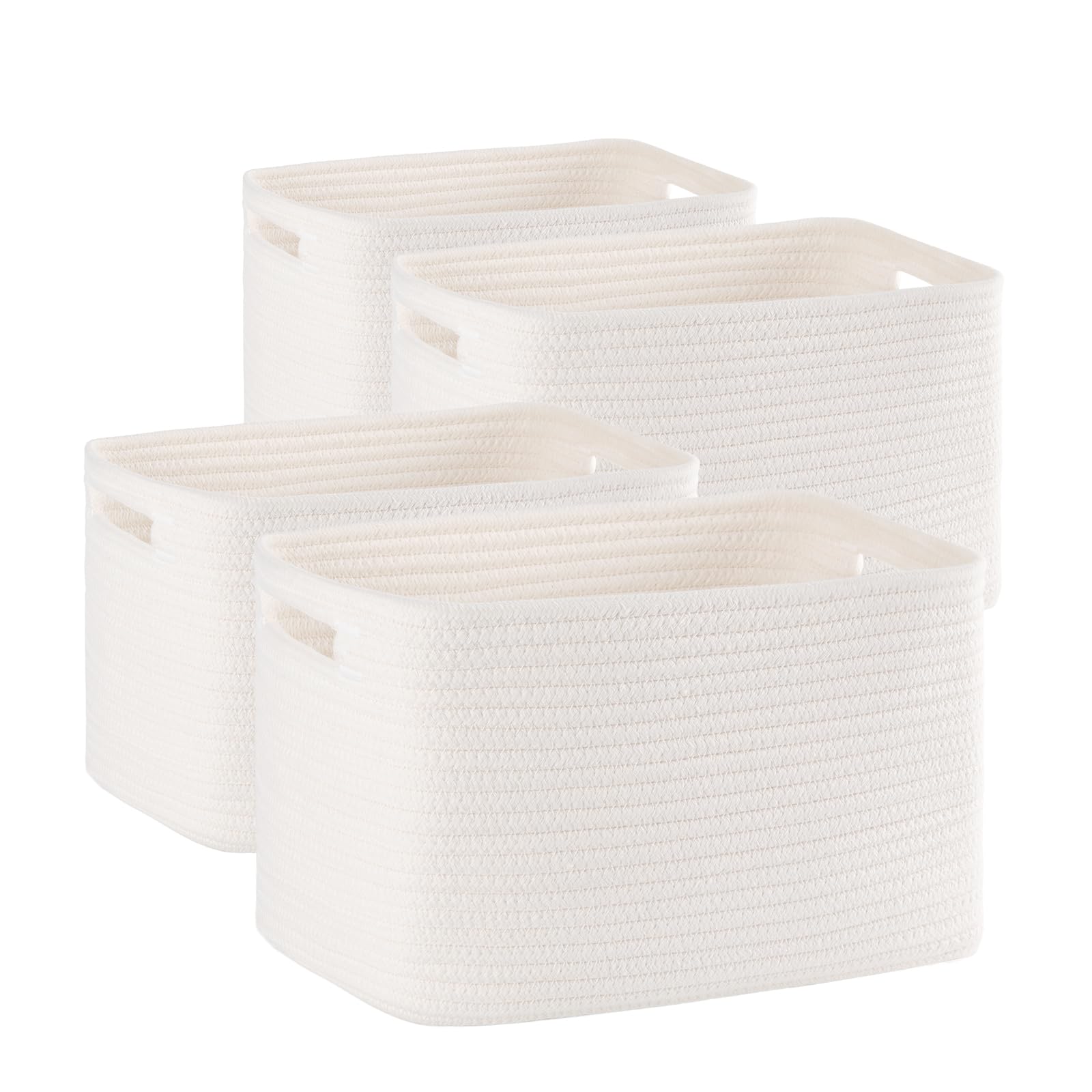 SIXDOVE 4 Pack Storage Baskets for Organizing Toys, Towels, and Clothes, Woven Basket for Shelves, Sturdy Nursery Cube Bins for Storage, 13''L x9''W x7.8''H, White