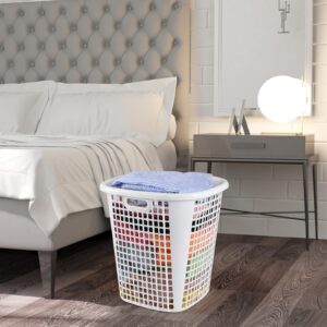 Buyitt Plastic Large Laundry Hamper, Portable Laundry Basket for Home, Bathroom, College (6-Pack, White)