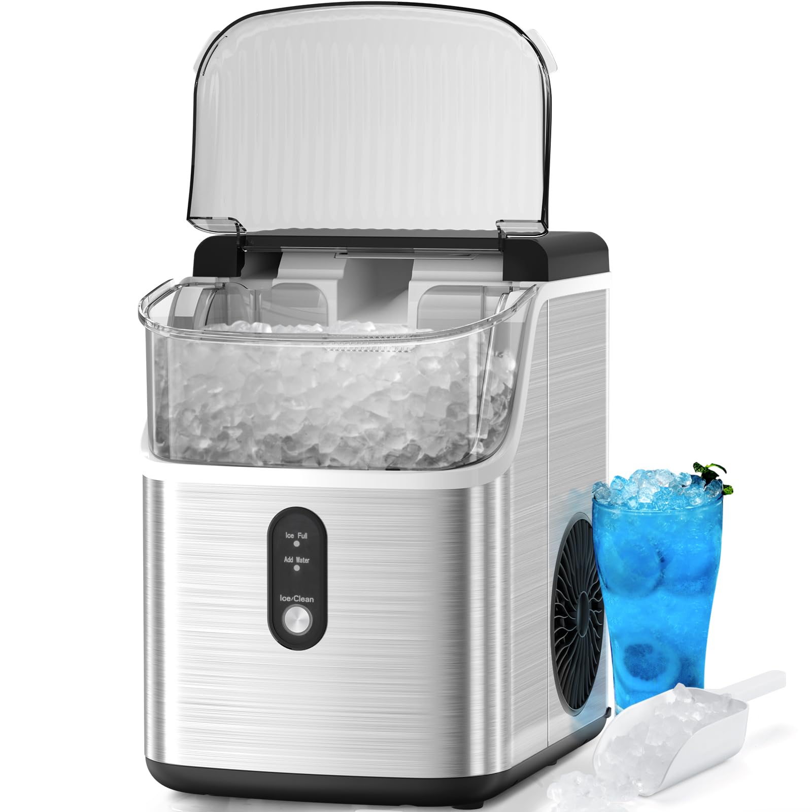 Antarctic Star Nugget Ice Maker Countertop - Chewable ice, Pebble Ice Maker Machine, 35lbs/24h, Auto-Cleaning Countertop Ice Machine, One Button Operation Ice Maker for Party/Home/Camping…