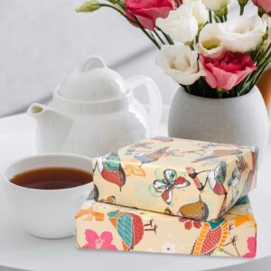 Generic AnyDesign 12 Sheets Vintage Floral Wrapping Paper - Not Roll - Retro Bird Flower Gift Wrap Paper Bulk Folded Flat 4 Designs DIY Craft Art Paper for Wedding Birthday Baby Shower Party Supplies