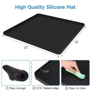 Mini Fridge Silicone Mat with Raised Edges, 24''x24''x0.5'', Prevent Water Leakage and Floor Damage from Elecrical Equipment such as Washing Machines, Dryer, Mini Fridge, Wine Cabinet.