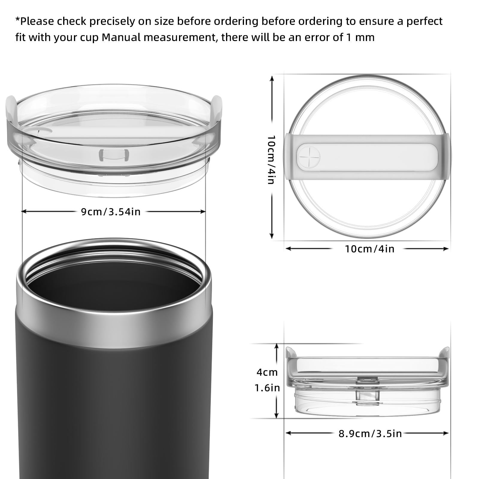 2 Pcs Replacement 40 oz Tumbler Lid for Stanley Cup, Dustproof Spill Proof Splash Resistant Tumbler Covers Fit for Stanley Tumbler and More Coffee Mugs(White)