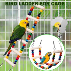 Bird Toys for Parakeets 7Pcs, Wood Parrots Toys Budgie Toys for Bird Cage Accessories, Bird Perch Swings for Small Birds Toys, Conure Cockatiel Toys, Bird Ladder Swing for Parakeets Climbing 18''