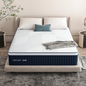 diglant full mattress, 14inch medium plush supportive memory foam hybrid mattress, pressure relief 7-zone individual pocket springs full size mattress in a box, certipur-us certified, 54"*75"