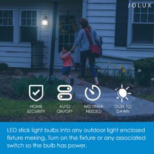 Jolux 2-Pack LED Stick Dusk to Dawn Light Bulbs,40W Equivalent, Daylight (5000K), 650lm, Auto On/Off,for Outdoor Enclosed Fixture LED Bulbs,Damp-Proof Rated, E26 Medium Base