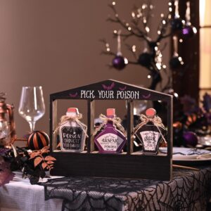 Valery Madelyn Halloween Table Decor Indoor, Lighted Spooky Halloween Decorations Pick Your Poison Wooden Sign, 12Inch Small Cute Halloween Collectible Figurines for Home Office Room Desk Tray Gifts