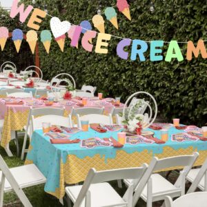 Gatherfun Ice Cream Party Supplies: 2-Pack Ice Cream Birthday Party Decorations,Disposable Plastic Tablecloth, Ideal Table Cover for Kids & Girls Birthday, Baby Shower & Themed Parties, 54 x 108 Inch