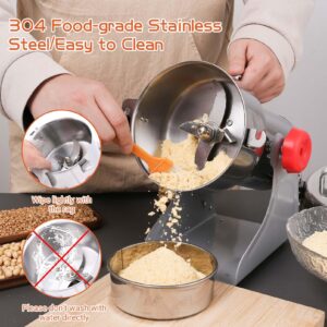 BI-DTOOL 800g Electric Grain Mill Grinder 36000r/min High-speed Grain Spice Herb Grinder 1800W Dry Grinder Machine 304 Stainless Steel Superfine powder Grinder for Kitchen Home and Commercial