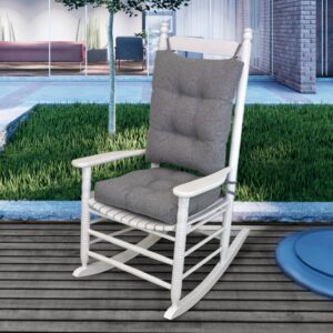 Klear Vu Rumba Outdoor Rocking Chair Cushion Set for Patio and Garden Furniture, Premium Water-Repellent Woven Fabric, Chemical-Free, Made in The USA, 4" Thick Seat and Back Pads with Ties, Gray