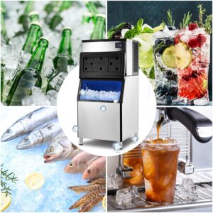 Commercial Ice Maker Machine 550Lbs/24H, Industrial Ice Machine ETL Approval 440 Lbs Storage Bin, Stainless Steel Clear Ice Cube Maker for Bar/Cafe/Restaurant/Business