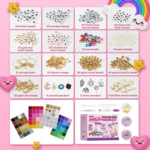 Gionlion 22000Pcs Bracelet Making Kit 4 Boxes - 72 Colors 8/0 Glass Seed Beads and Letter Beads Friendship Bracelet Kit with Crafts Charms for Bracelets Necklace Earring Making