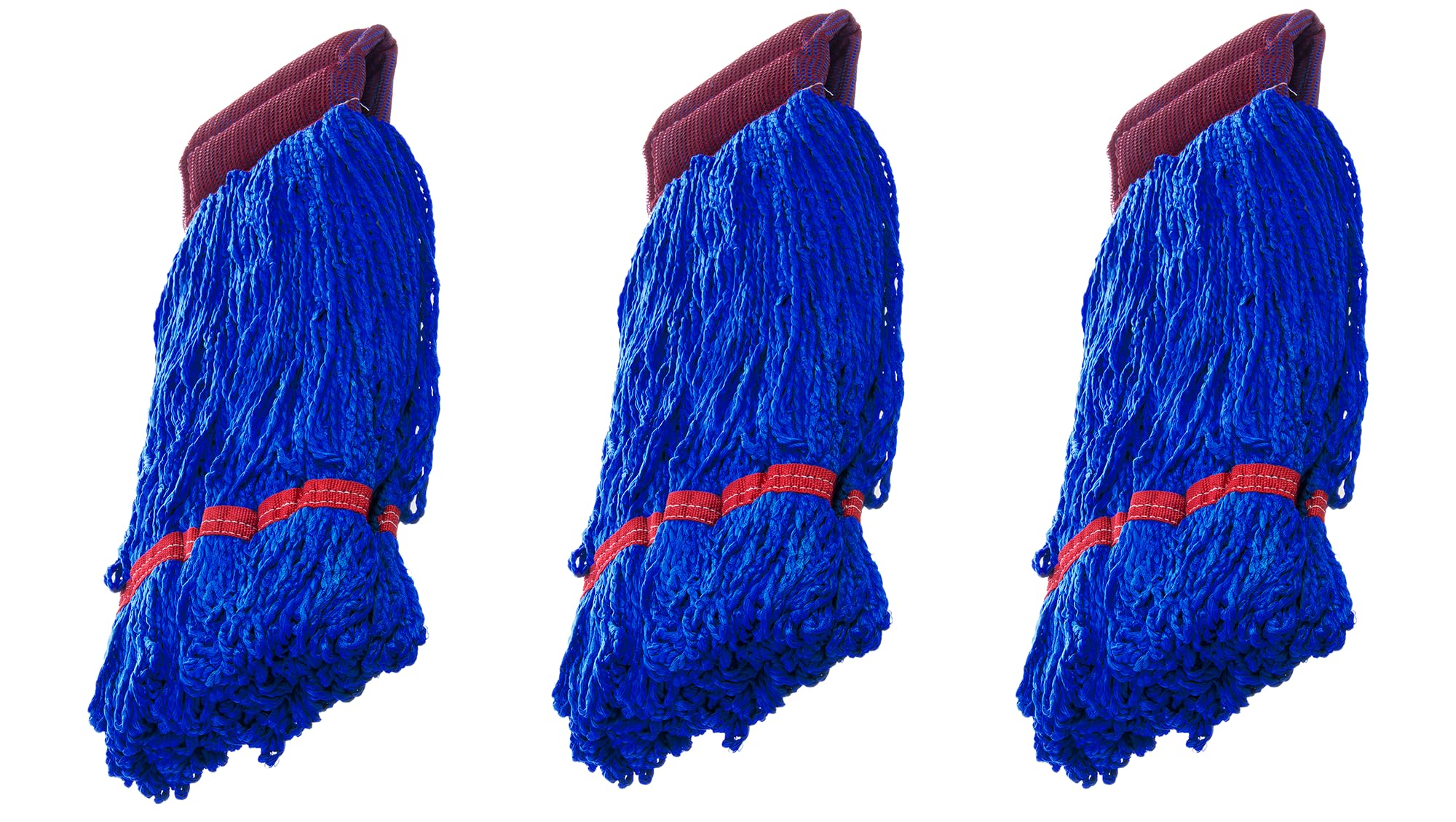 (3-Pack) Heavy Duty Microfiber Mop Head for Commercial and General Floor Cleaning, Wet String Mop Industrial Blue Cotton Looped End Head Refill, Blue Mop, Cleaning Mop Head Refill (3)