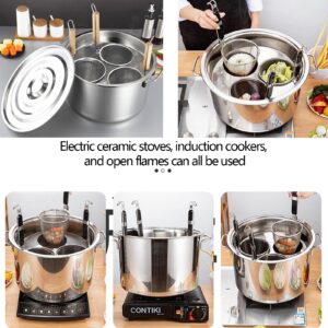 Pasta Cooker Insert Set Stainless Steel Pasta Pot With Strainer Basket Multipots Cooking Tool For Noodles Dumplings Pasta For Home Kitchen Restaurant,3 Holes