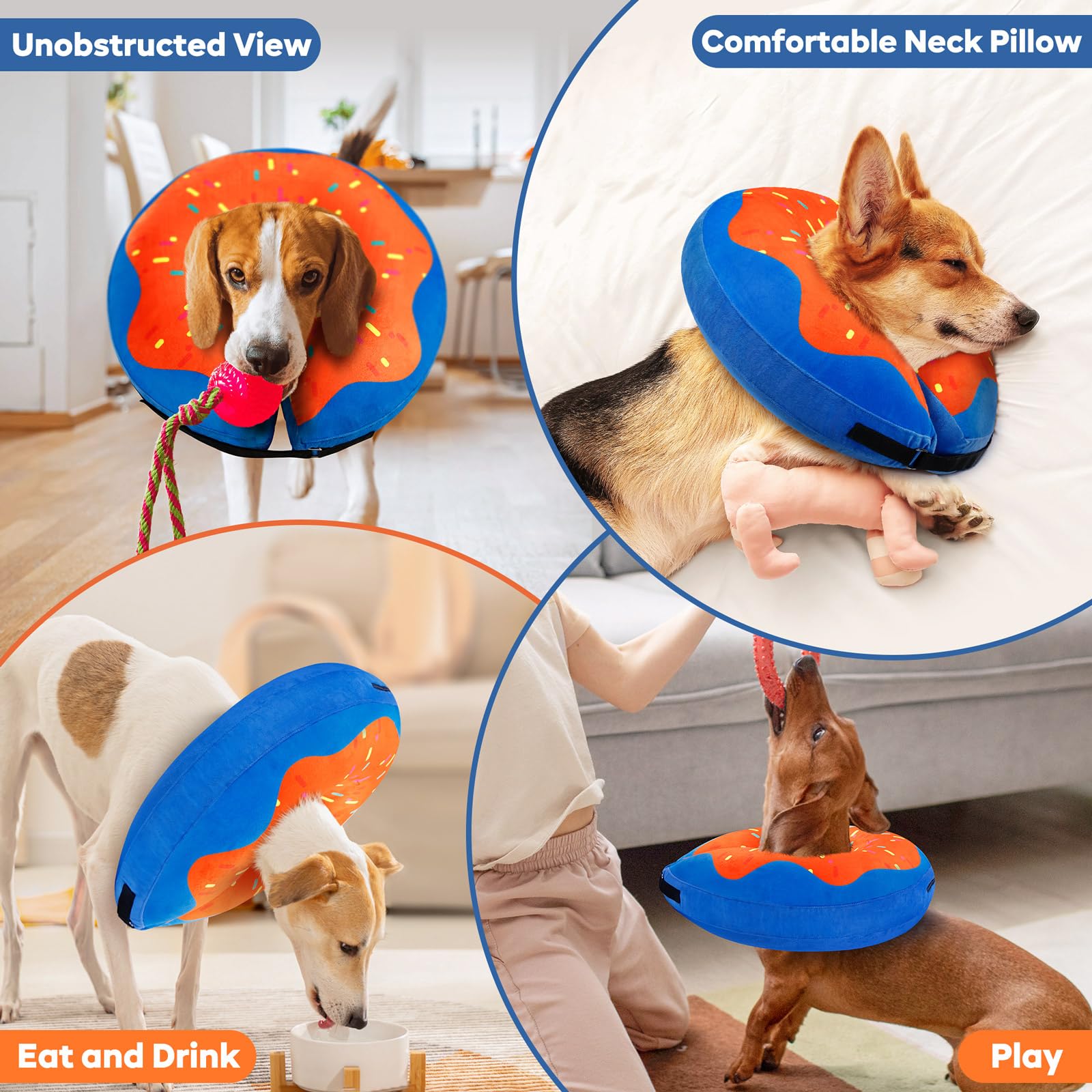 Gimars XL Inflatable Dog Cone Alternative After Surgery, Soft Dog Neck Donut Recovery Cone Collar, E Collar and Elizabethan Collar Alternative for Medium and Large Dogs, X-Large-Neck:18"-24"