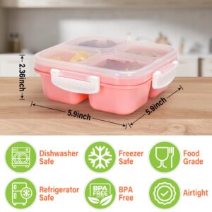 EONJOE 4-pack Small Snackle Box Container Dishwasher Safe Bpa Free 4 Compartments Snack Containers for Travel Road Trip Kids School Adult Work