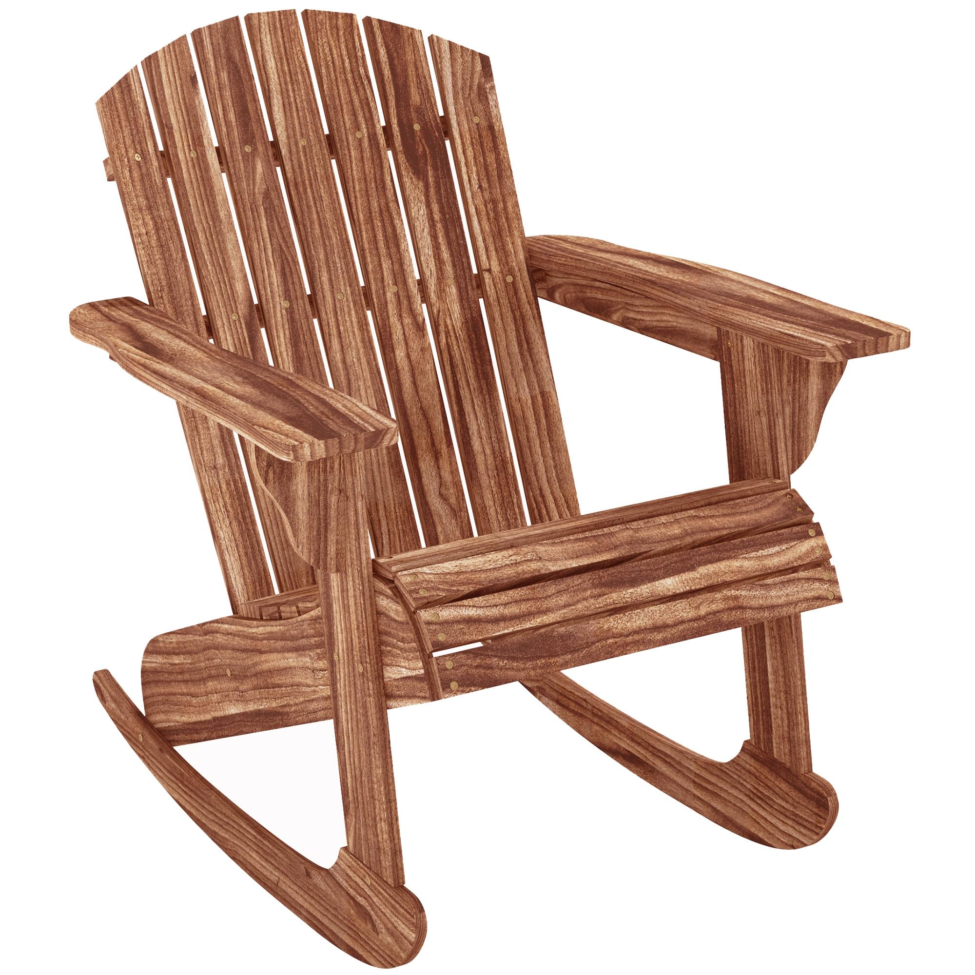 Outsunny Wooden Adirondack Rocking Chair Outdoor Lounge Chair Fire Pit Seating with Slatted Wooden Design, Fanned Back, & Classic Rustic Style for Patio, Backyard, Garden, Lawn, Carbonized