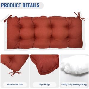 TWLEAR Tufted Bench Cushion for Outdoor Furniture, Patio Swing Cushion 44 x 19 x 5 Inch, Overstuffed Outdoor Chair Cushion for Garden Loveseat Lounge Storage, 1 Pack, Olefin Brick Red