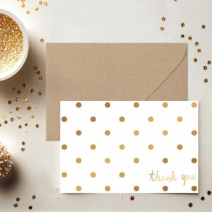 Racrico 24 Gold Foil Thank You Cards with Kraft Envelopes and Stickers,4x6 In Elegant Design Thank You Cards Notes, Suitable for Wedding, Bridal, Graduation,Baby Shower, Business.