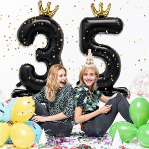 Gifloon Standing Black Number 3 Balloon with Crown For Kids 3rd Birthday Party Decoration, 40 Inch Number 3 Balloon