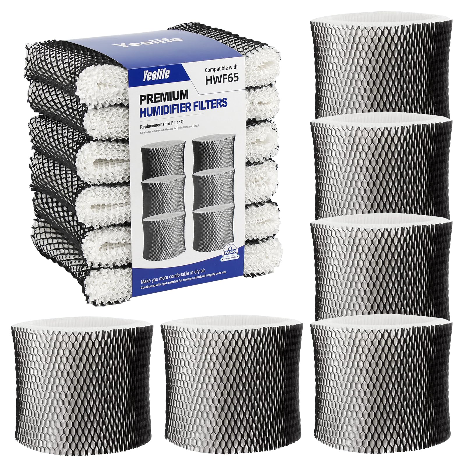 Yeelife 6 Pack HWF65 Humidifier Filter Compatible with Holmes Humidifier Filter, Replacement Humidifier Filter C, HWF65PDQ-U