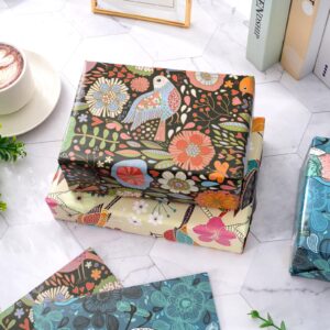 Generic AnyDesign 12 Sheets Vintage Floral Wrapping Paper - Not Roll - Retro Bird Flower Gift Wrap Paper Bulk Folded Flat 4 Designs DIY Craft Art Paper for Wedding Birthday Baby Shower Party Supplies