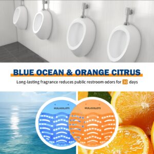 Urinal Screen Deodorizer(50 pack), Anti-Splash Urinal Screens Cakes with Long-Lasting Fragrance for Men Toilet Bathroom Airport Office Mall Hotel (25 Blue, 25 Orange)