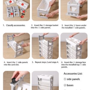 5 Tier Book Rack Storage Bookshelf, Mobile Bookshelf with Wheels, Removable Movable Unique Bookcase, Rolling Book Cart, Bookshelves for Students Study in Dorm Classroom Living Room School(White Grey)